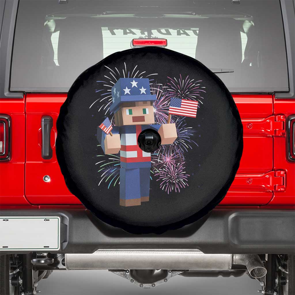 4th of July Gamer Spare Tire Cover Uncle Sam Pixels Gaming Celebrate Independence Day