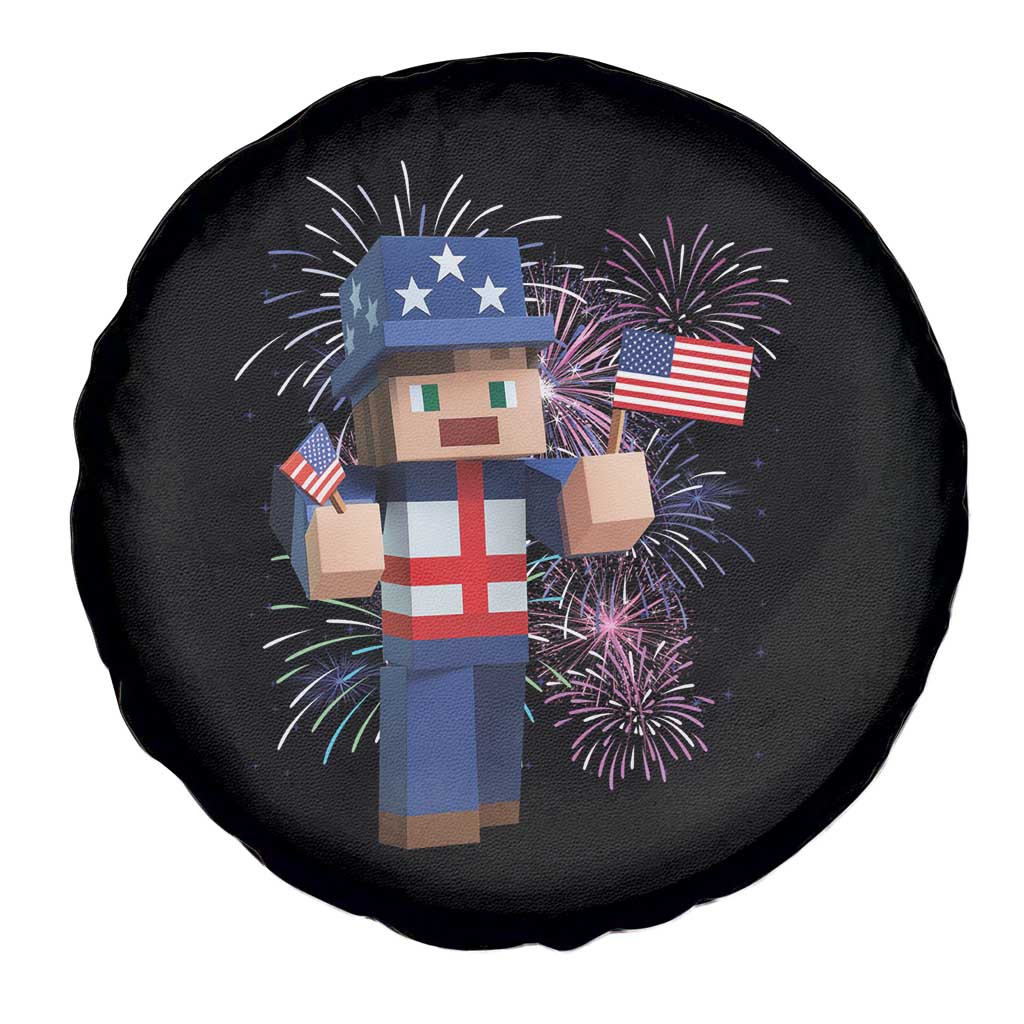 4th of July Gamer Spare Tire Cover Uncle Sam Pixels Gaming Celebrate Independence Day