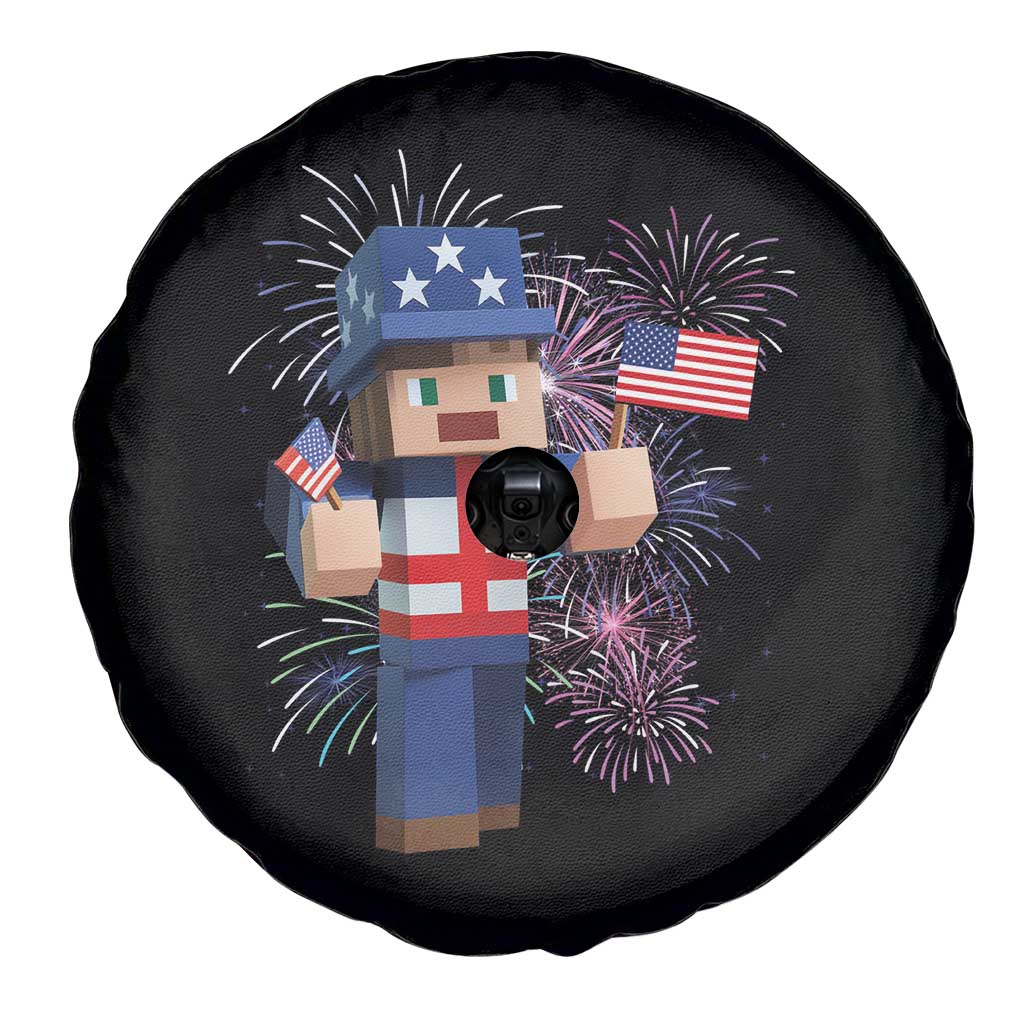 4th of July Gamer Spare Tire Cover Uncle Sam Pixels Gaming Celebrate Independence Day
