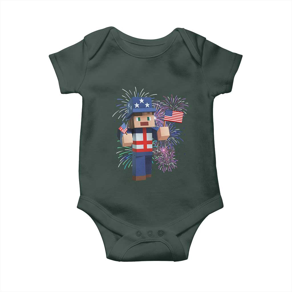 4th of July Gamer Baby Onesie Uncle Sam Pixels Gaming Celebrate Independence Day