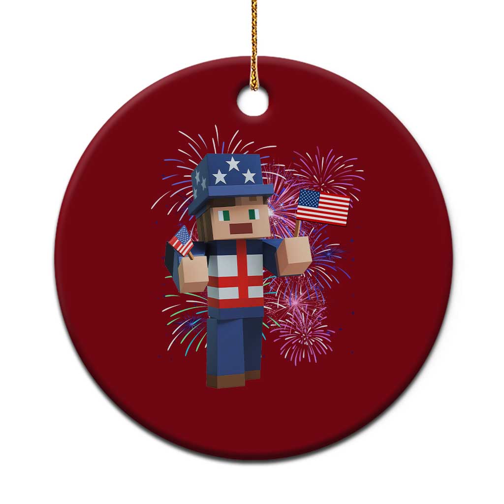 4th of July Gamer Ceramic Ornament Uncle Sam Pixels Gaming Celebrate Independence Day - Wonder Print Shop