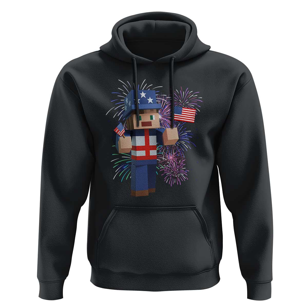 4th of July Gamer Hoodie Uncle Sam Pixels Gaming Celebrate Independence Day