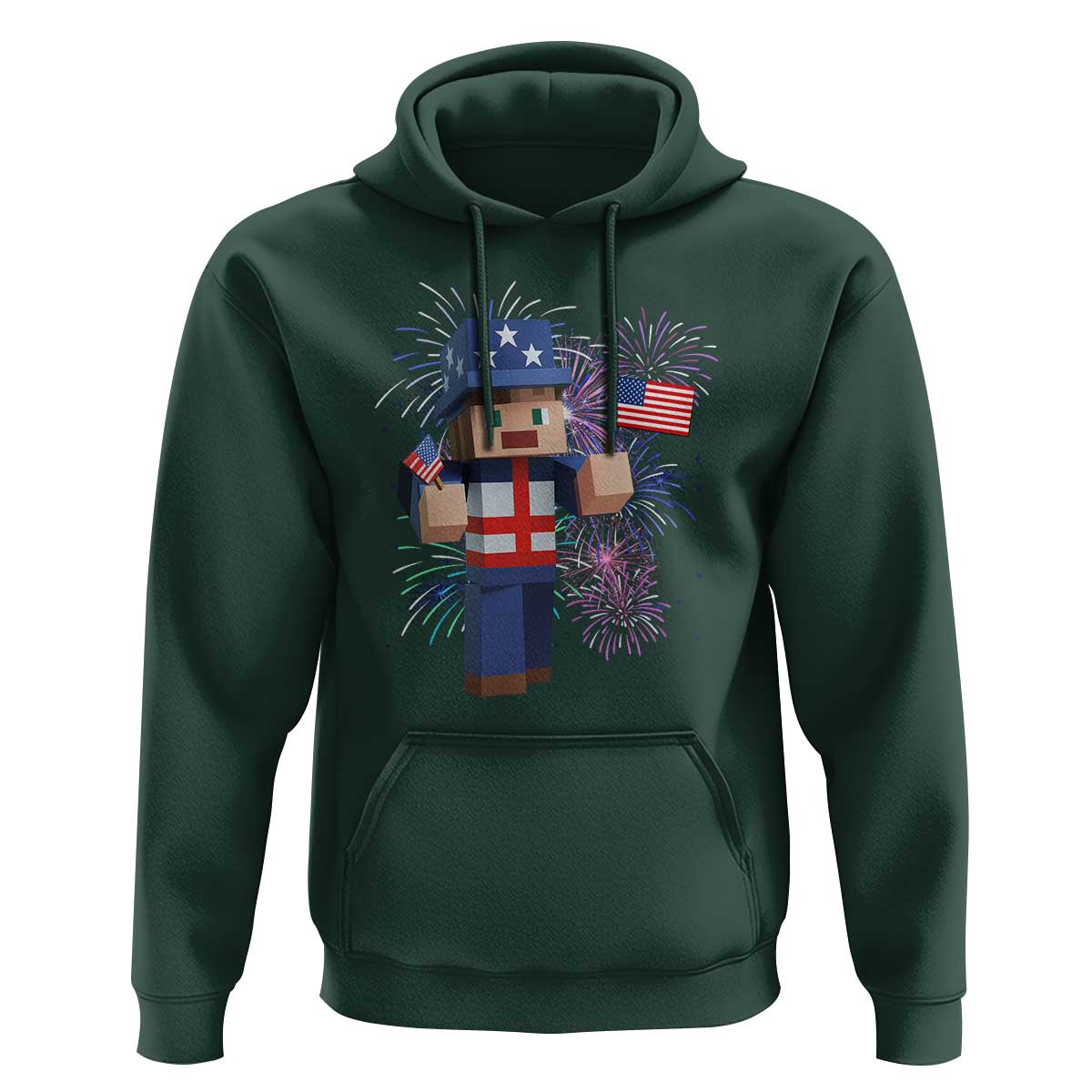 4th of July Gamer Hoodie Uncle Sam Pixels Gaming Celebrate Independence Day