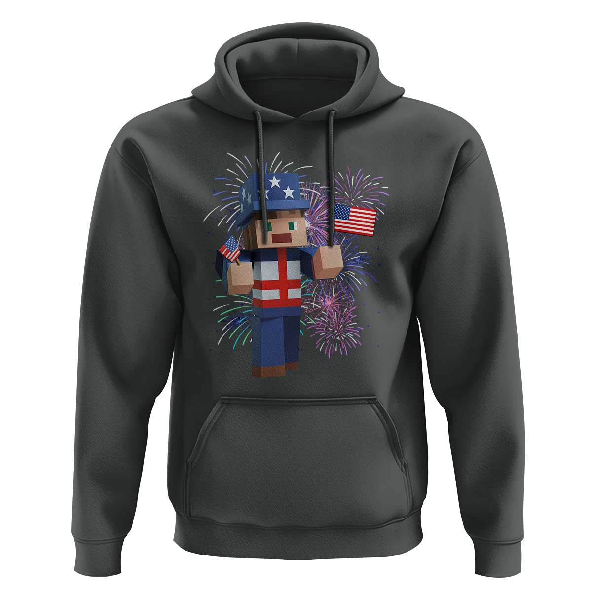 4th of July Gamer Hoodie Uncle Sam Pixels Gaming Celebrate Independence Day