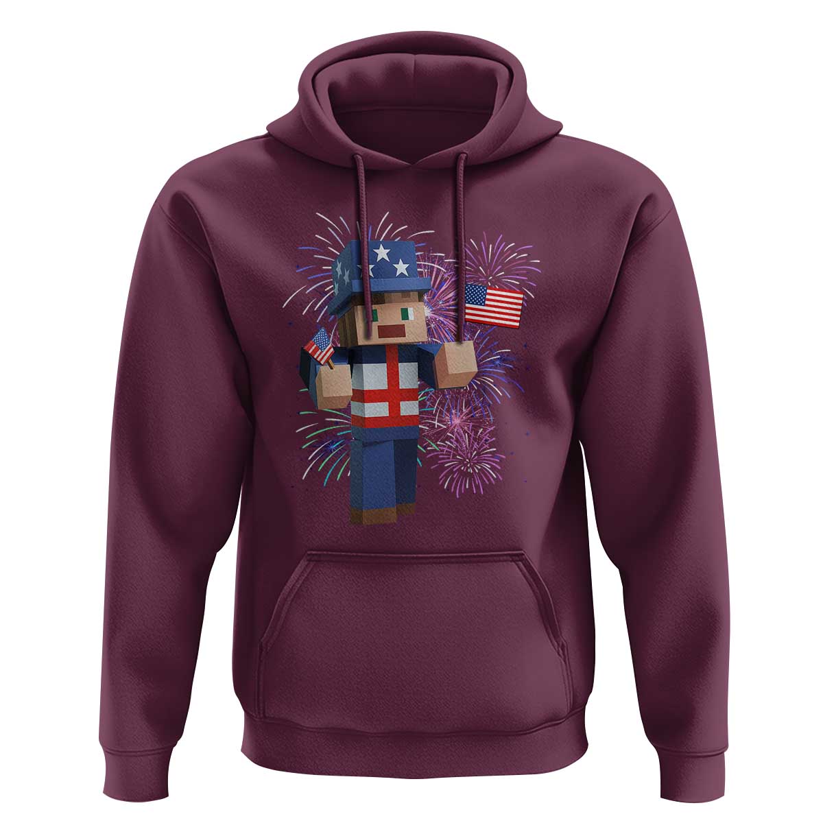 4th of July Gamer Hoodie Uncle Sam Pixels Gaming Celebrate Independence Day