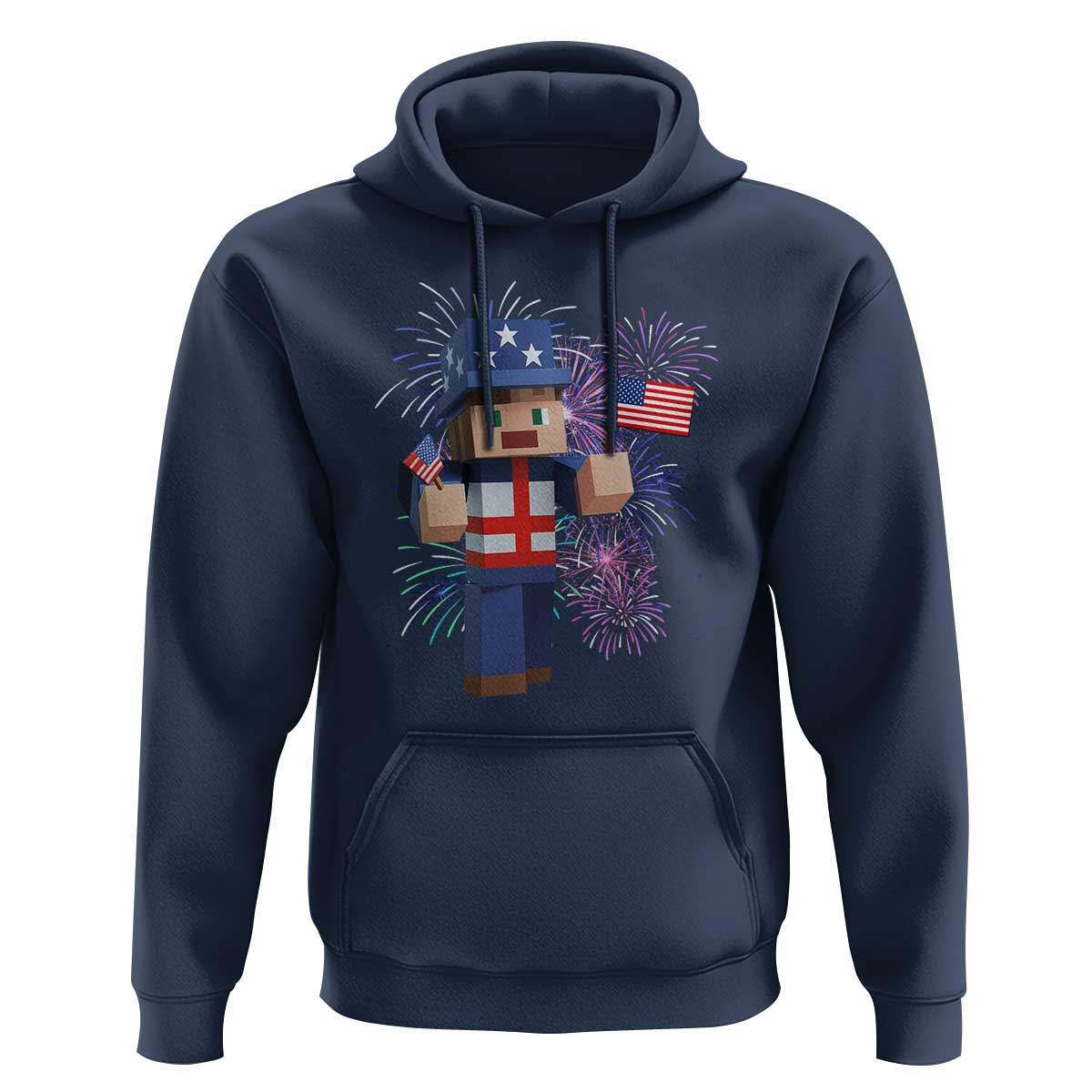 4th of July Gamer Hoodie Uncle Sam Pixels Gaming Celebrate Independence Day