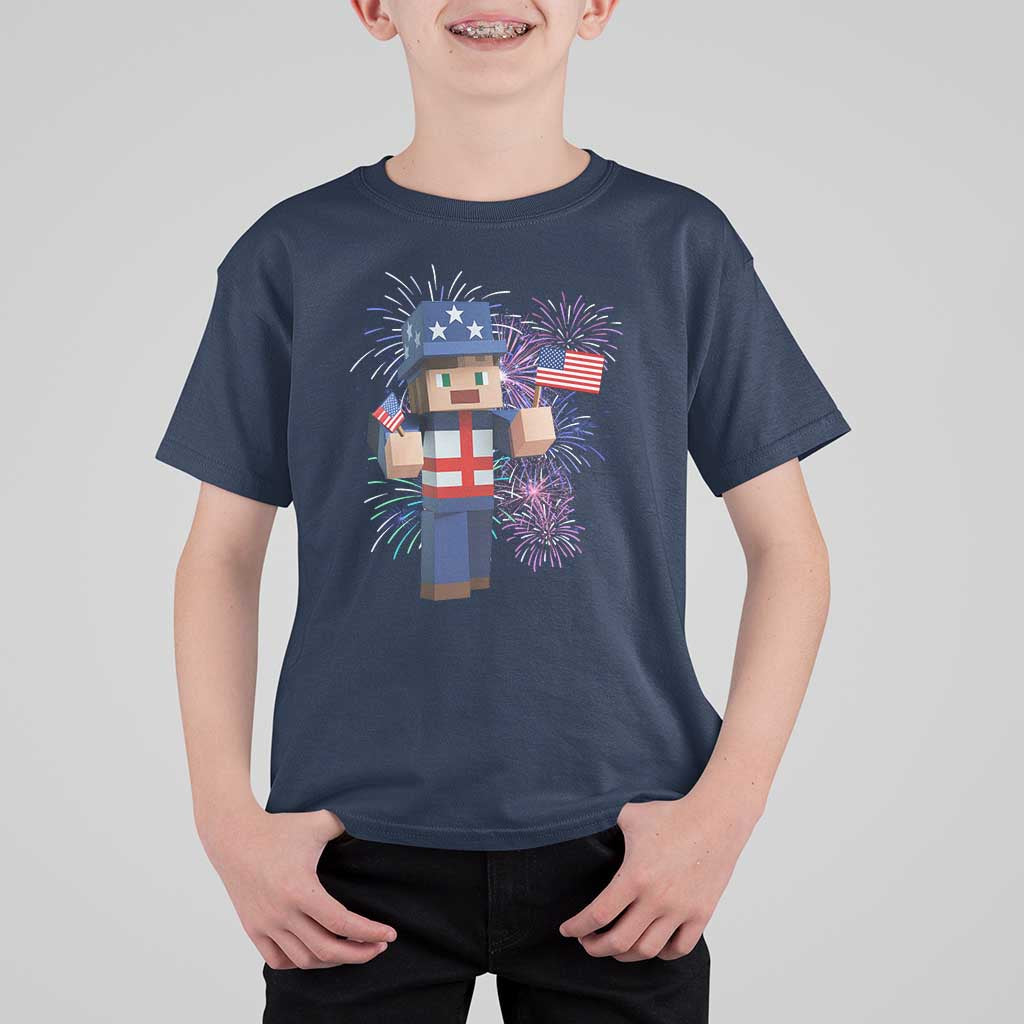 4th of July Gamer T Shirt For Kid Uncle Sam Pixels Gaming Celebrate Independence Day