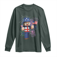 4th of July Gamer Long Sleeve Shirt Uncle Sam Pixels Gaming Celebrate Independence Day