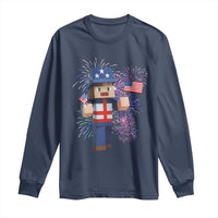 4th of July Gamer Long Sleeve Shirt Uncle Sam Pixels Gaming Celebrate Independence Day