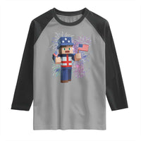 4th of July Gamer Raglan Shirt Uncle Sam Pixels Gaming Celebrate Independence Day