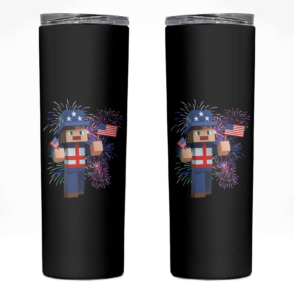 4th of July Gamer Skinny Tumbler Uncle Sam Pixels Gaming Celebrate Independence Day