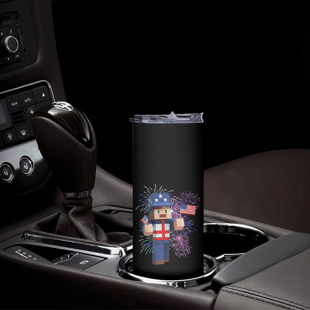 4th of July Gamer Skinny Tumbler Uncle Sam Pixels Gaming Celebrate Independence Day