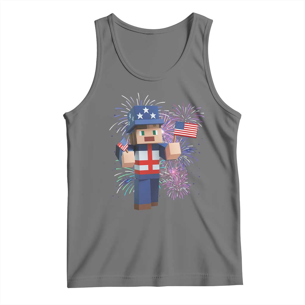 4th of July Gamer Tank Top Uncle Sam Pixels Gaming Celebrate Independence Day