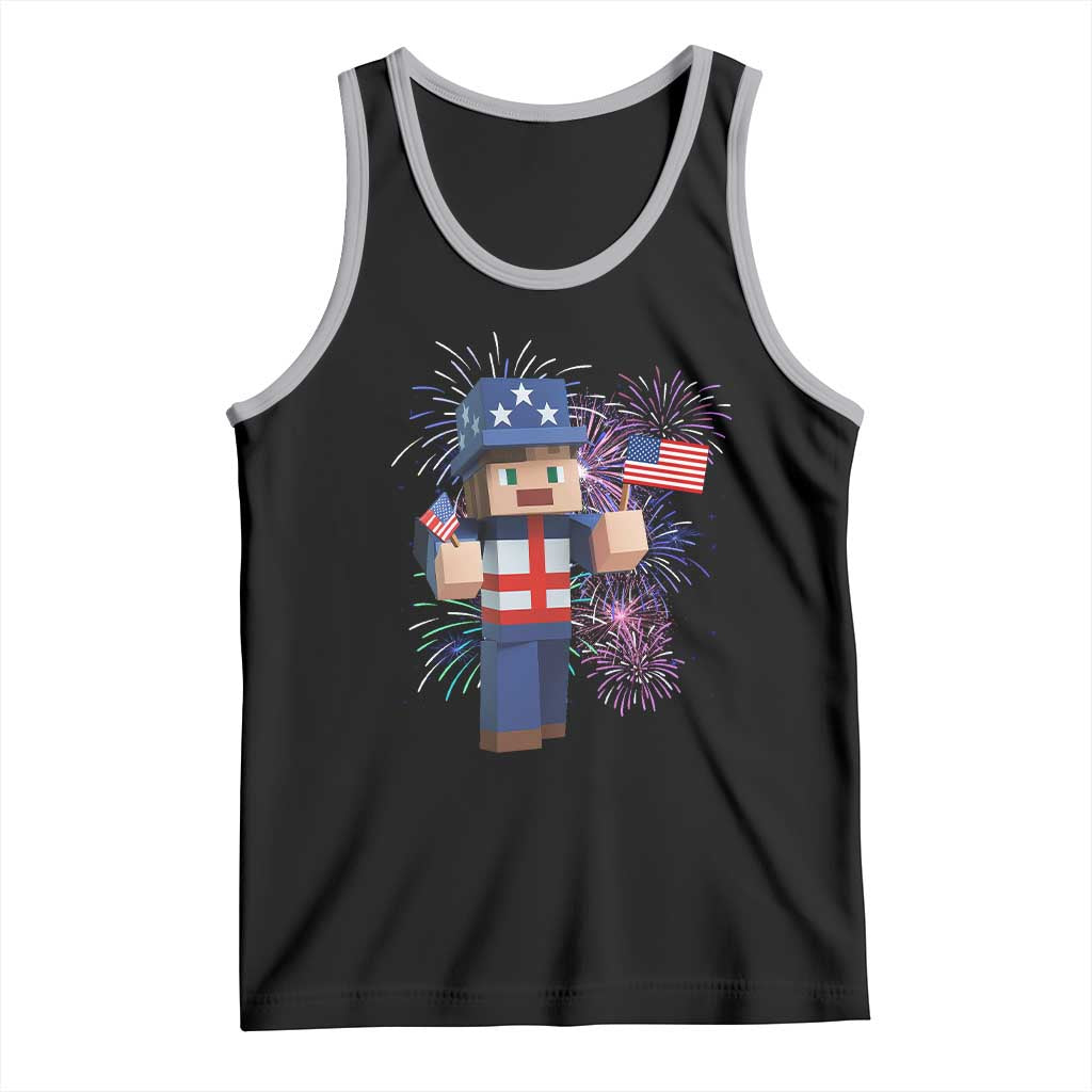 4th of July Gamer Tank Top Uncle Sam Pixels Gaming Celebrate Independence Day