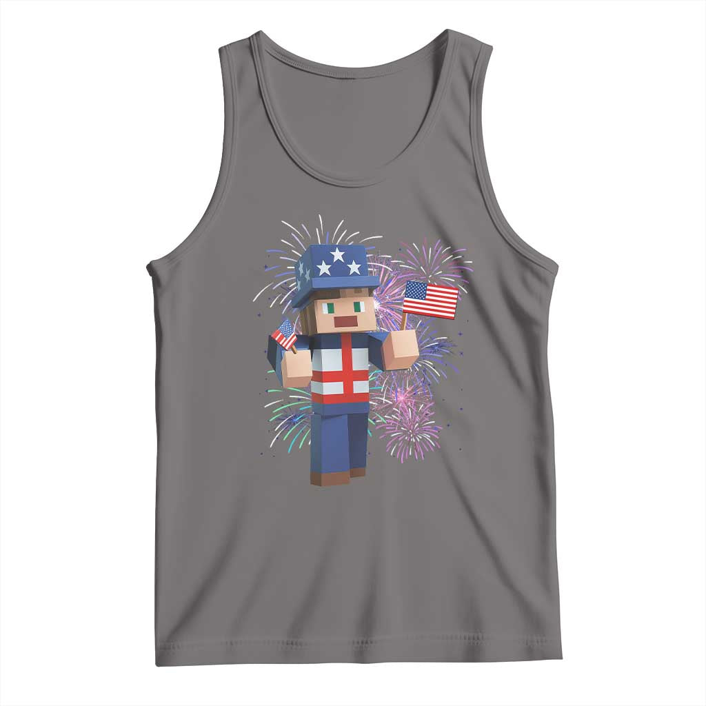 4th of July Gamer Tank Top Uncle Sam Pixels Gaming Celebrate Independence Day
