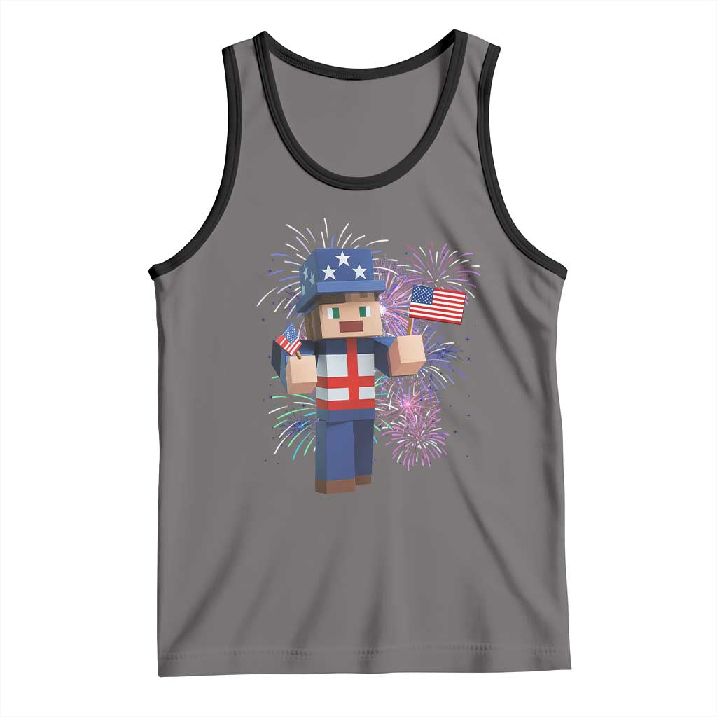 4th of July Gamer Tank Top Uncle Sam Pixels Gaming Celebrate Independence Day