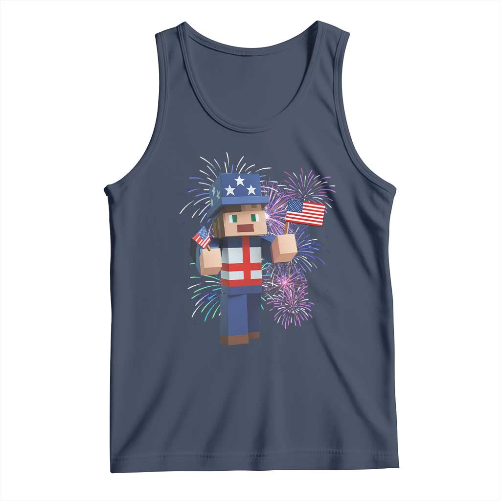4th of July Gamer Tank Top Uncle Sam Pixels Gaming Celebrate Independence Day
