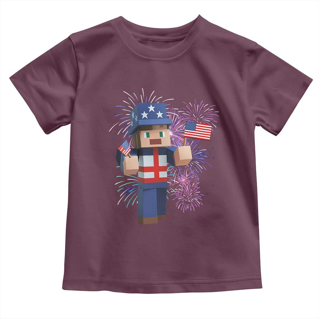 4th of July Gamer Toddler T Shirt Uncle Sam Pixels Gaming Celebrate Independence Day