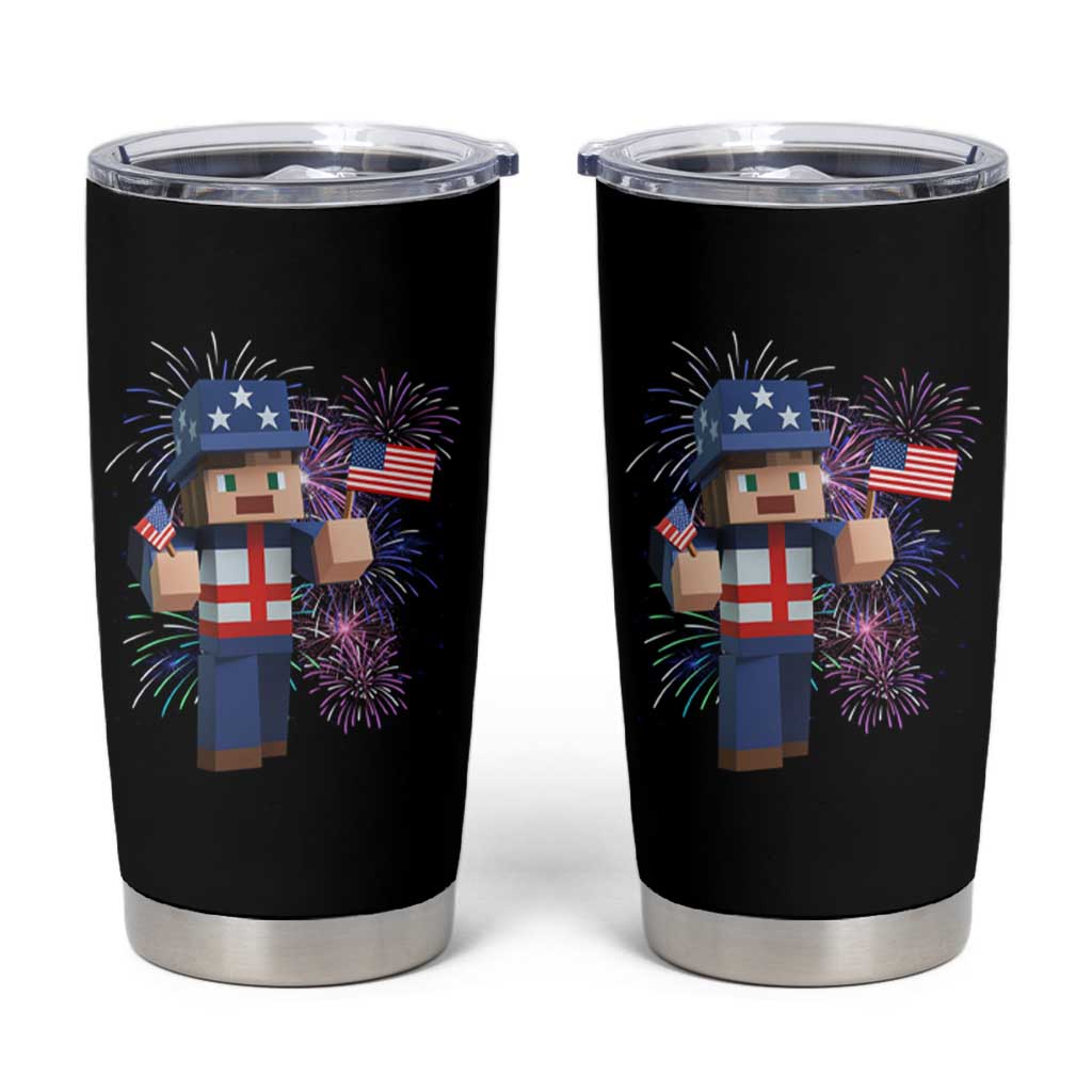 4th of July Gamer Tumbler Cup Uncle Sam Pixels Gaming Celebrate Independence Day