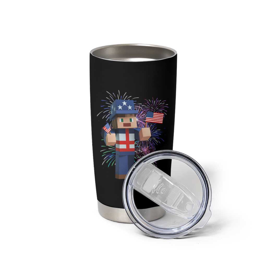 4th of July Gamer Tumbler Cup Uncle Sam Pixels Gaming Celebrate Independence Day