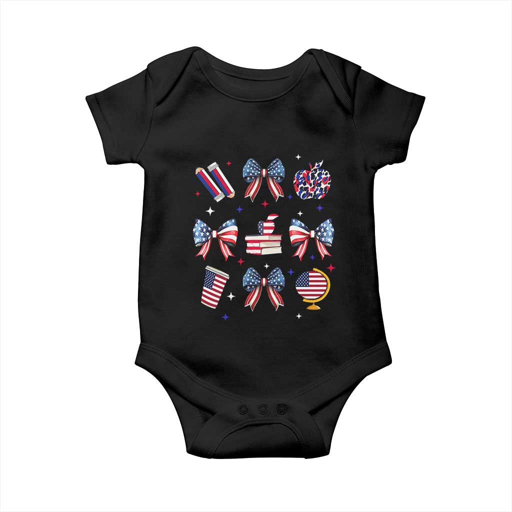 4th of July Teacher Student Baby Onesie Patriotic Teaching Learning Retro Coquette