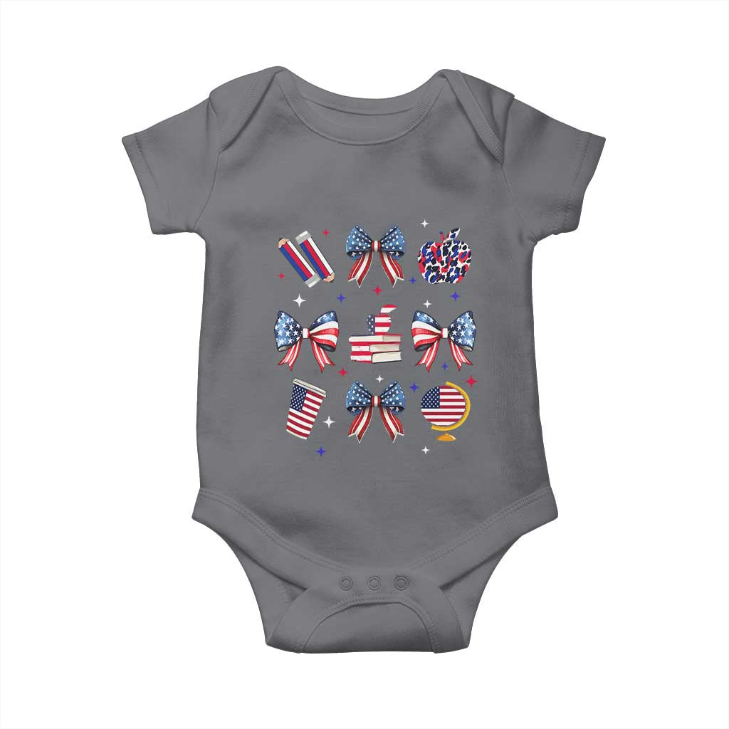 4th of July Teacher Student Baby Onesie Patriotic Teaching Learning Retro Coquette