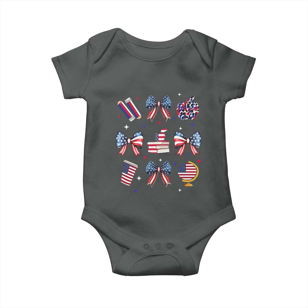 4th of July Teacher Student Baby Onesie Patriotic Teaching Learning Retro Coquette