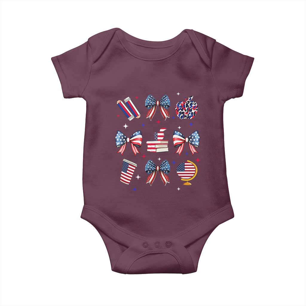 4th of July Teacher Student Baby Onesie Patriotic Teaching Learning Retro Coquette