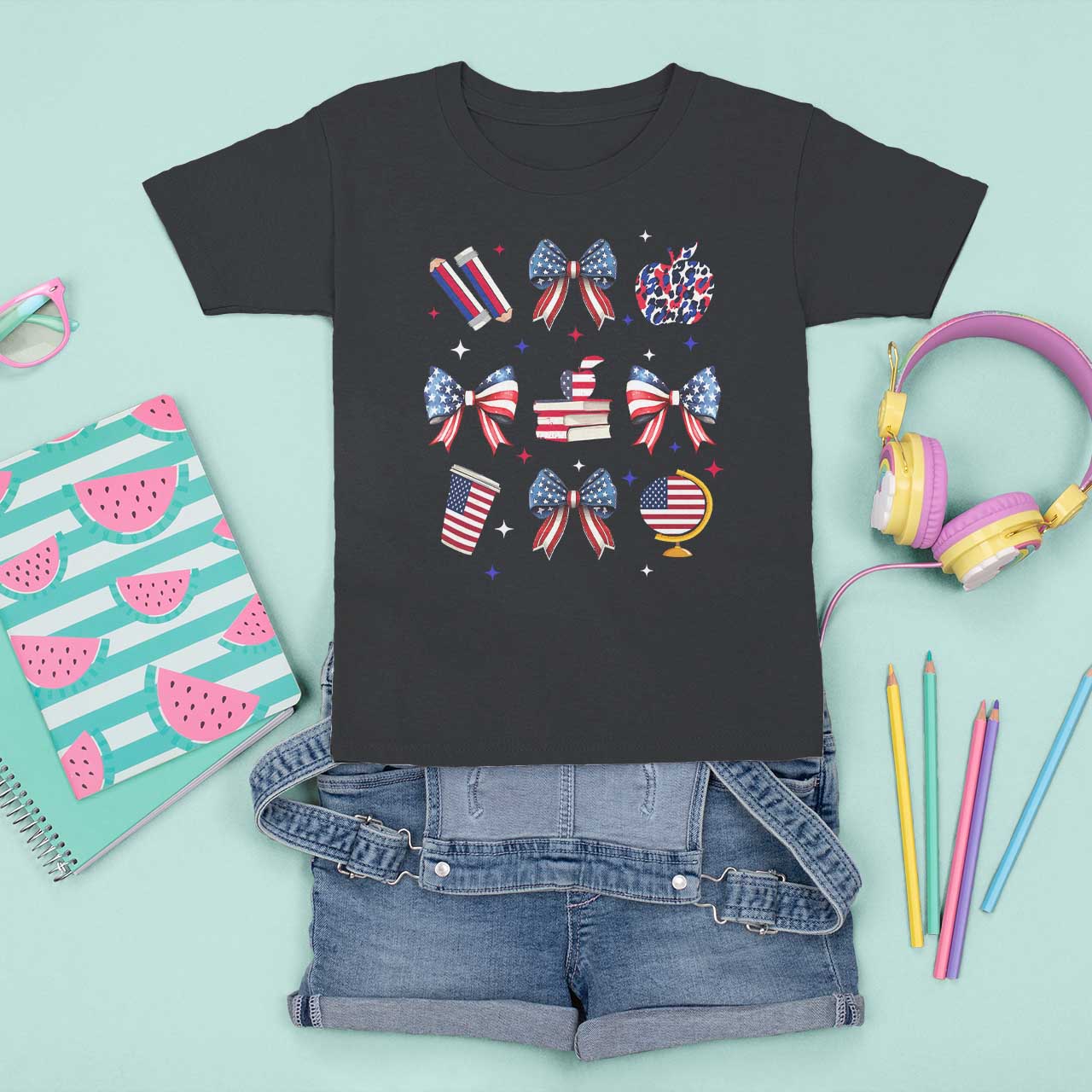 4th of July Teacher Student T Shirt For Kid Patriotic Teaching Learning Retro Coquette