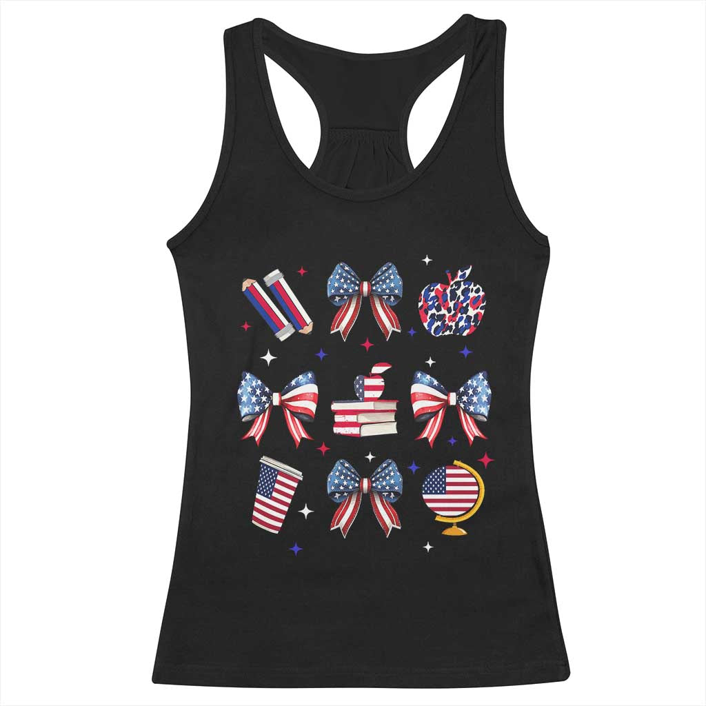 4th of July Teacher Student Racerback Tank Top Patriotic Teaching Learning Retro Coquette