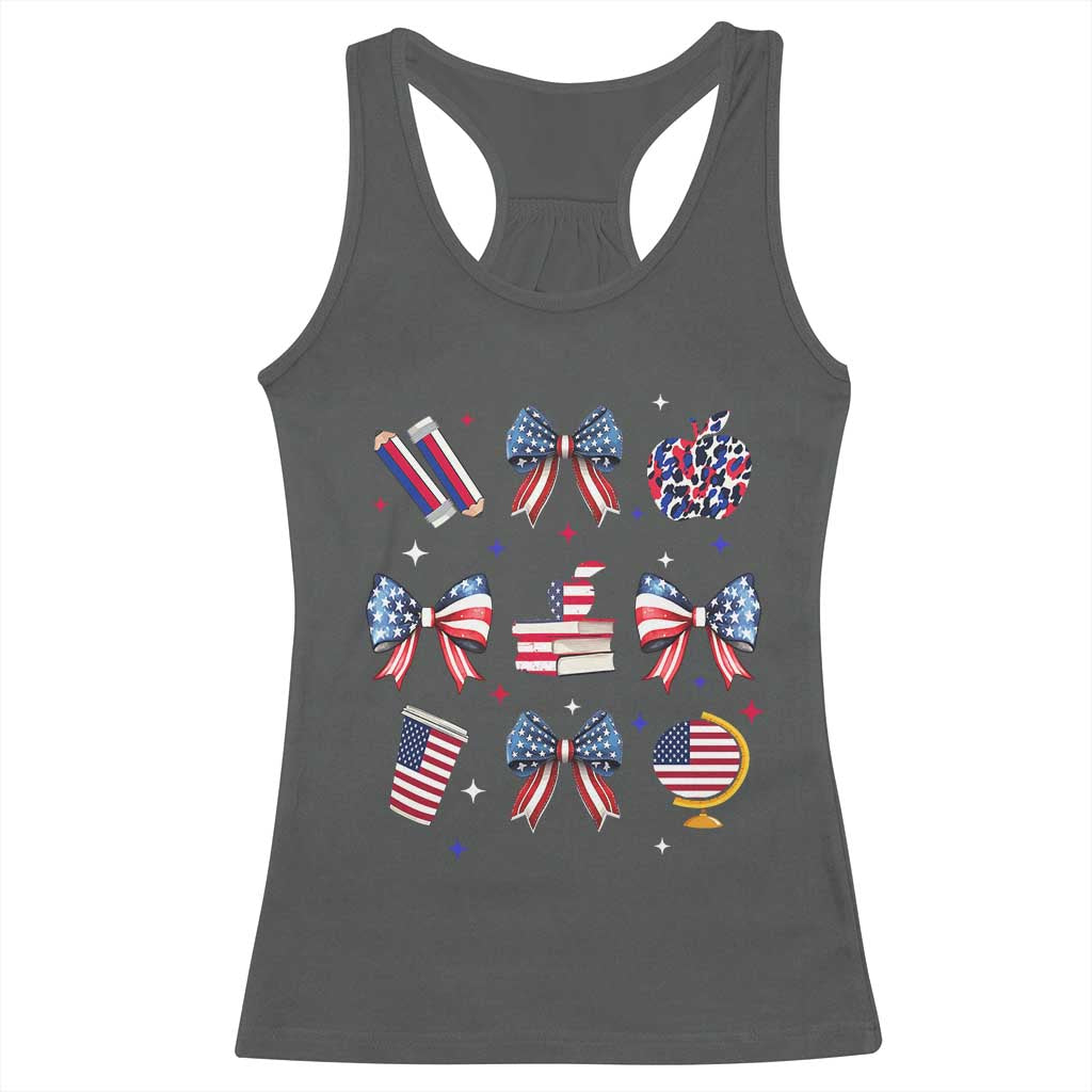4th of July Teacher Student Racerback Tank Top Patriotic Teaching Learning Retro Coquette
