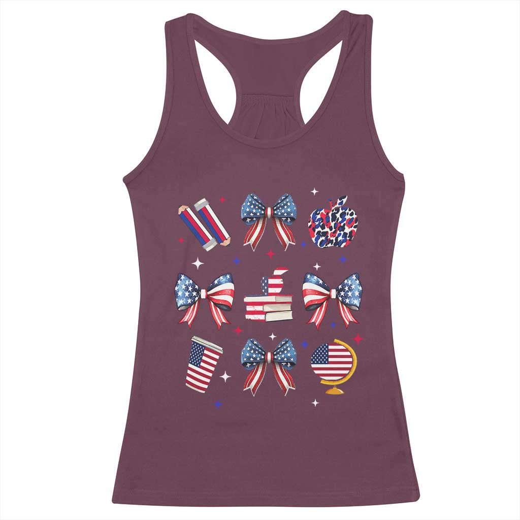 4th of July Teacher Student Racerback Tank Top Patriotic Teaching Learning Retro Coquette
