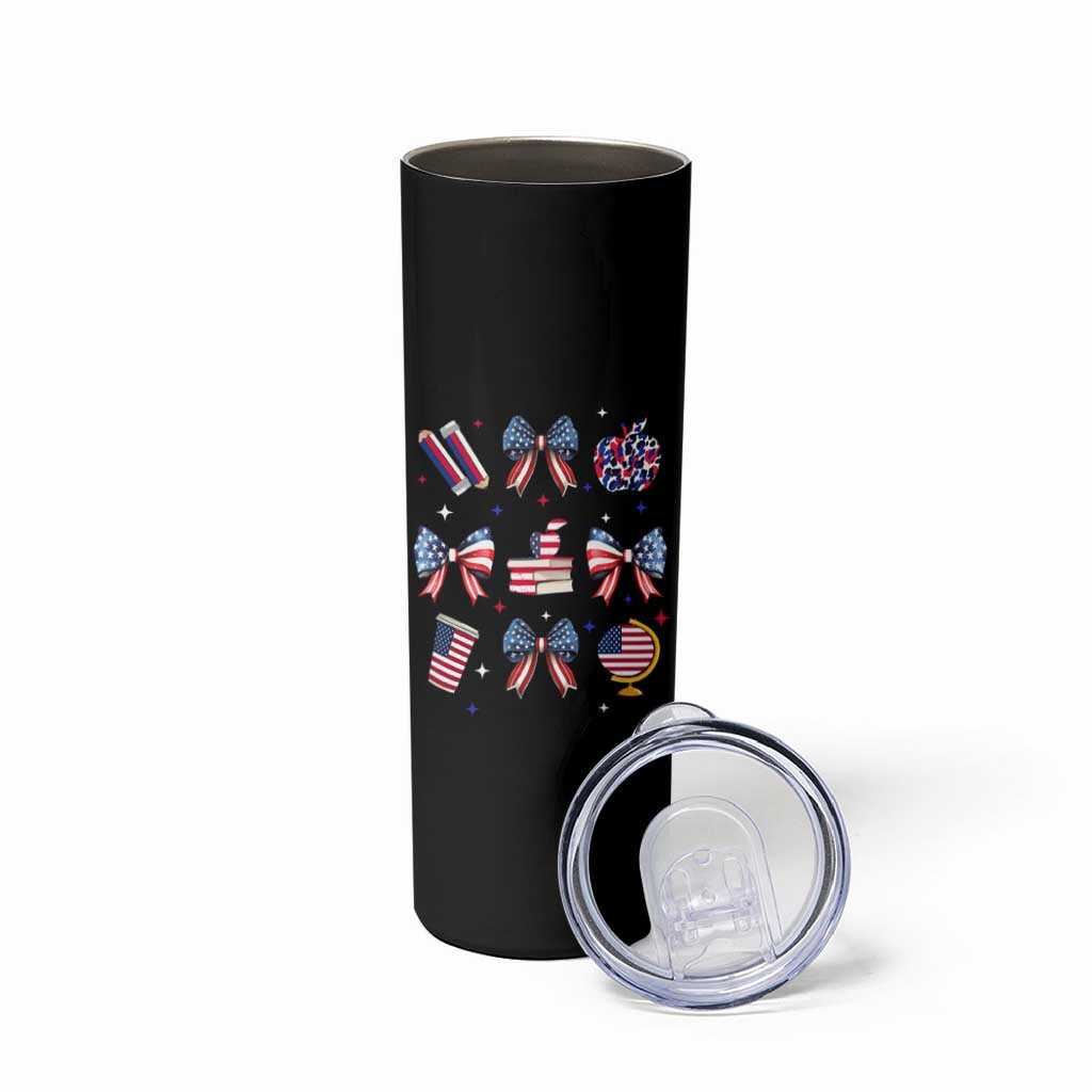 4th of July Teacher Student Skinny Tumbler Patriotic Teaching Learning Retro Coquette
