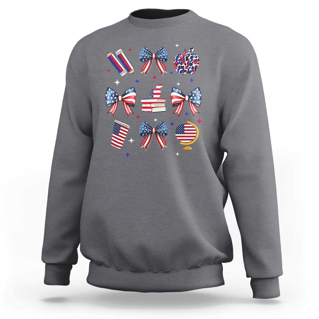 4th of July Teacher Student Sweatshirt Patriotic Teaching Learning Retro Coquette