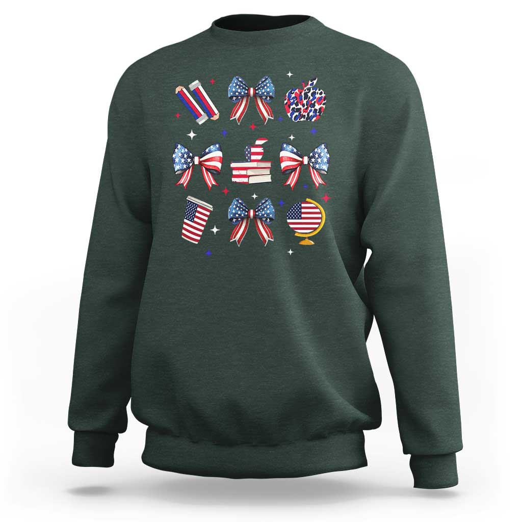 4th of July Teacher Student Sweatshirt Patriotic Teaching Learning Retro Coquette