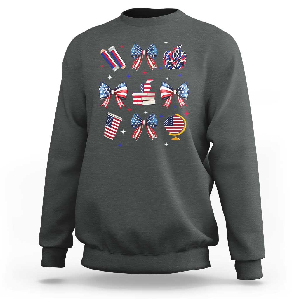 4th of July Teacher Student Sweatshirt Patriotic Teaching Learning Retro Coquette
