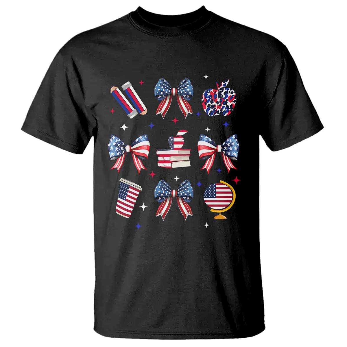 4th of July Teacher Student T Shirt Patriotic Teaching Learning Retro Coquette