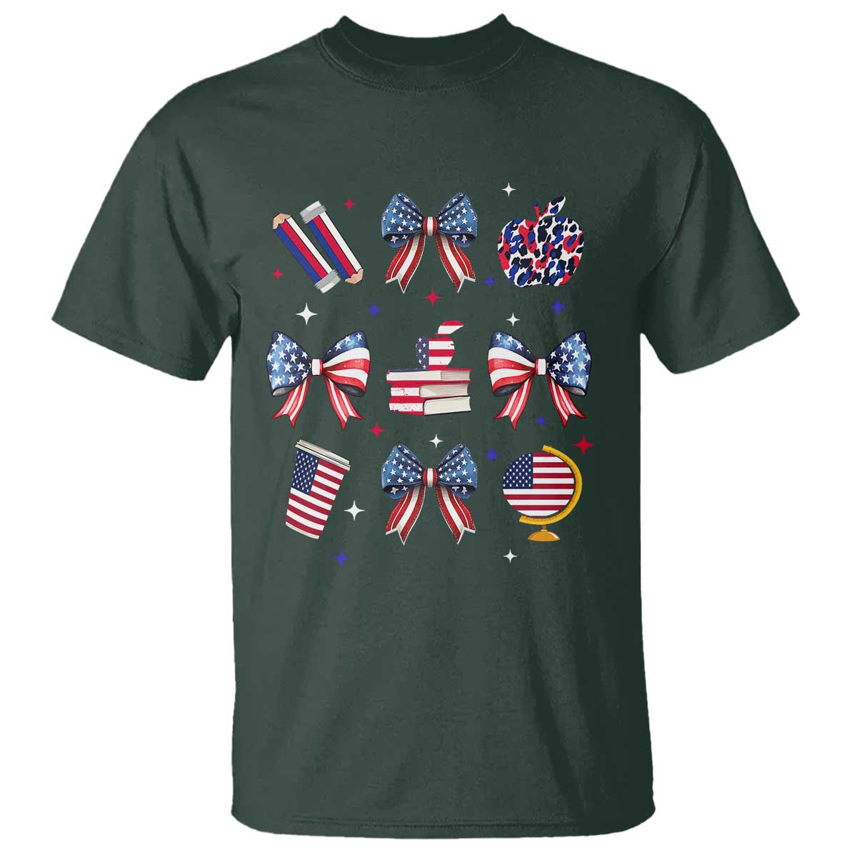 4th of July Teacher Student T Shirt Patriotic Teaching Learning Retro Coquette