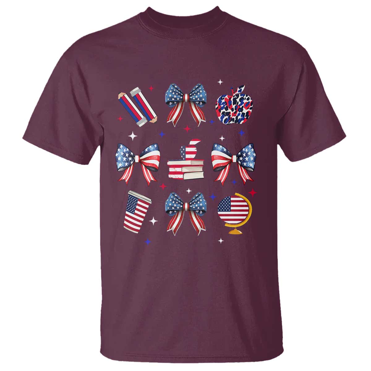 4th of July Teacher Student T Shirt Patriotic Teaching Learning Retro Coquette