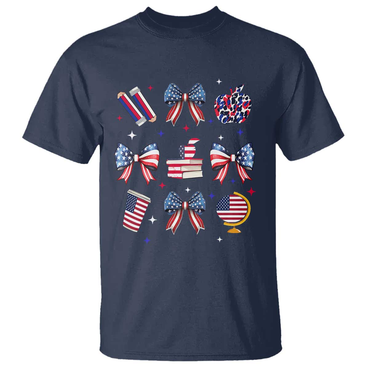 4th of July Teacher Student T Shirt Patriotic Teaching Learning Retro Coquette