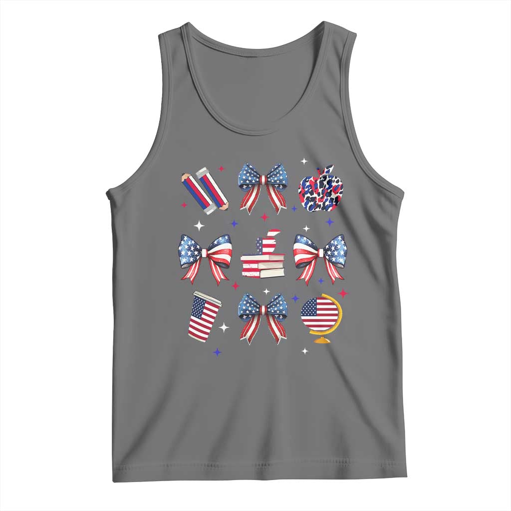 4th of July Teacher Student Tank Top Patriotic Teaching Learning Retro Coquette