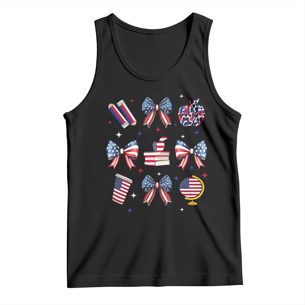 4th of July Teacher Student Tank Top Patriotic Teaching Learning Retro Coquette