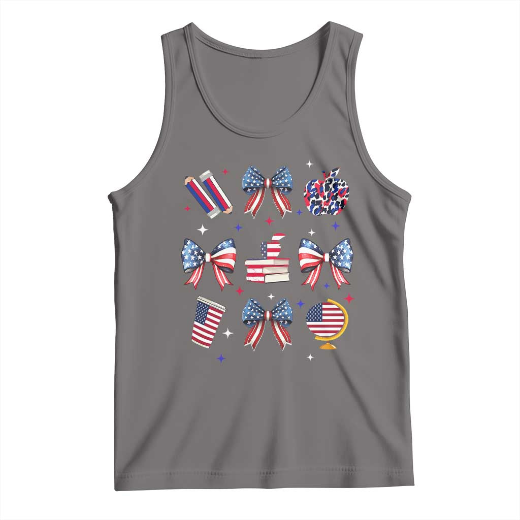 4th of July Teacher Student Tank Top Patriotic Teaching Learning Retro Coquette