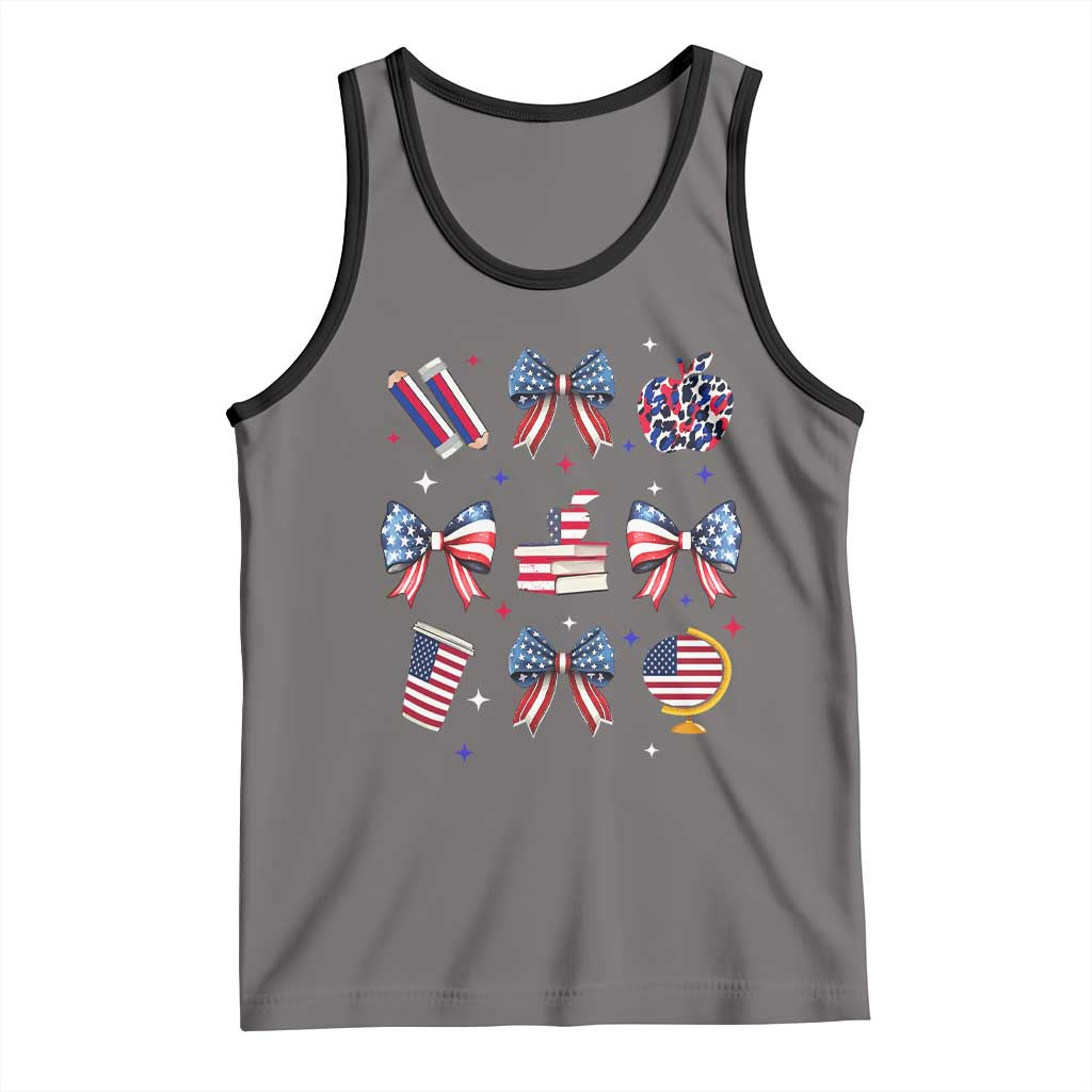 4th of July Teacher Student Tank Top Patriotic Teaching Learning Retro Coquette