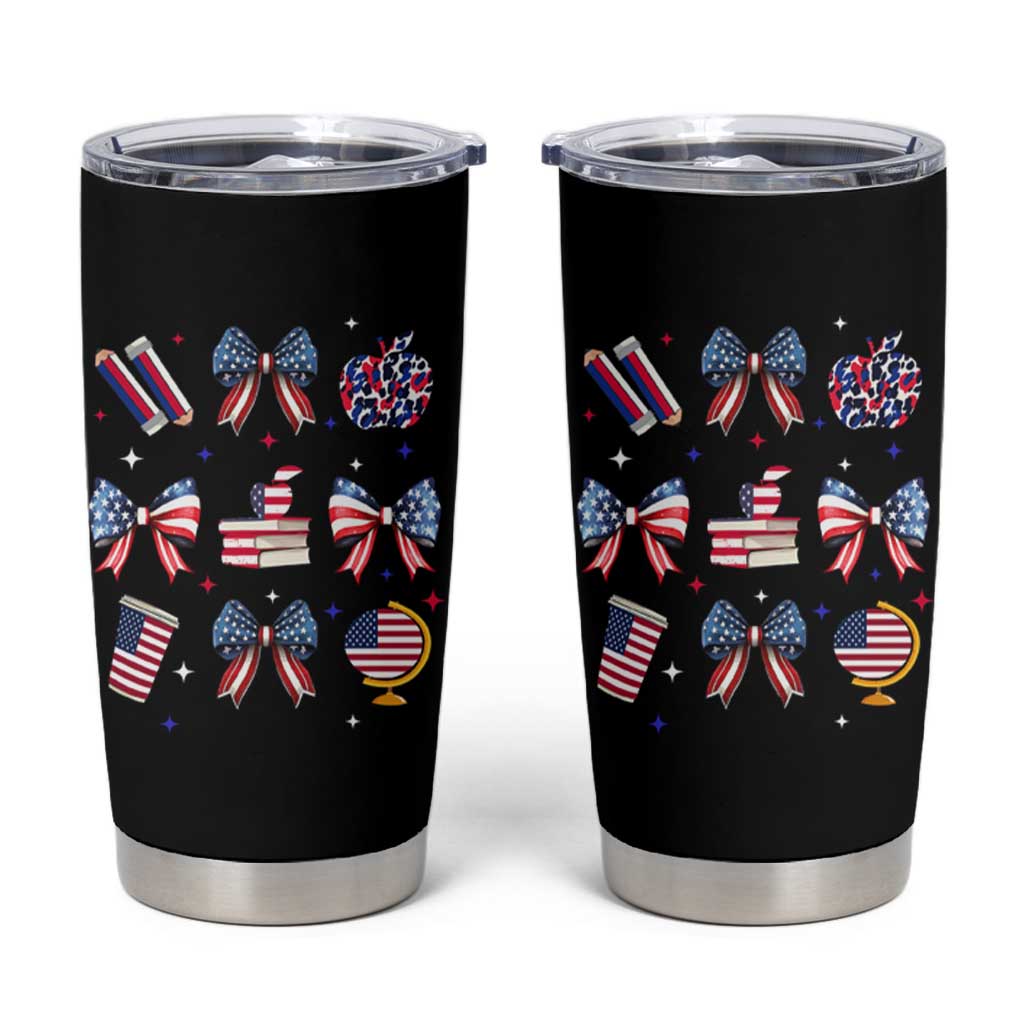 4th of July Teacher Student Tumbler Cup Patriotic Teaching Learning Retro Coquette