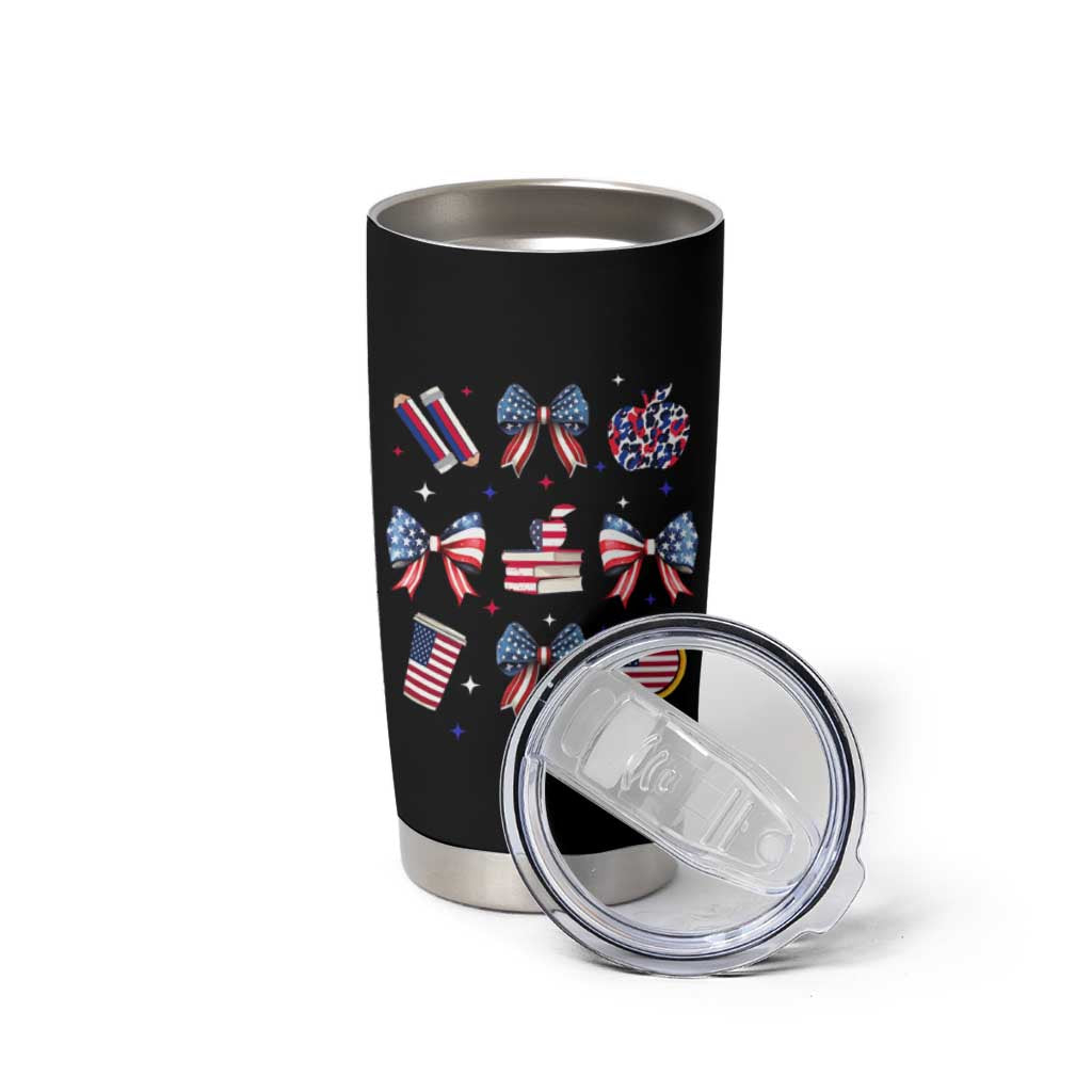 4th of July Teacher Student Tumbler Cup Patriotic Teaching Learning Retro Coquette