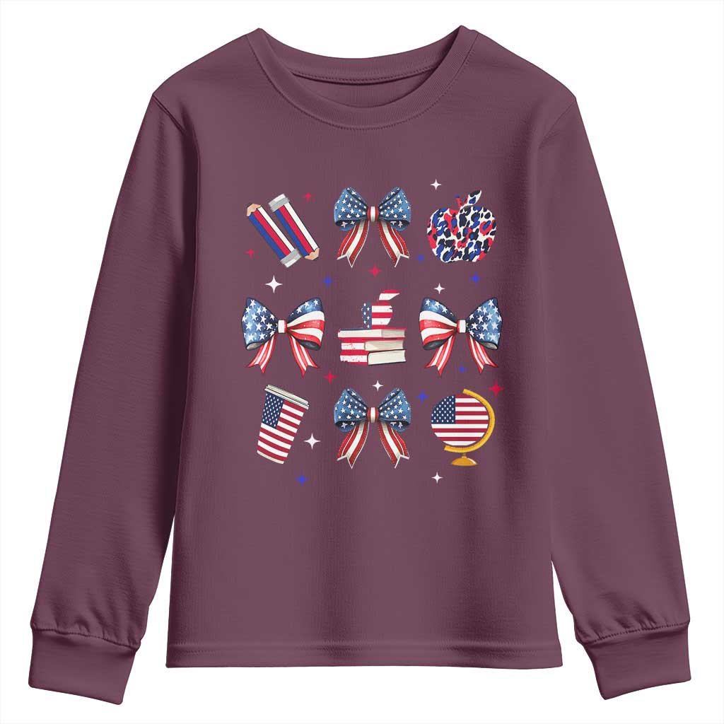 4th of July Teacher Student Youth Sweatshirt Patriotic Teaching Learning Retro Coquette