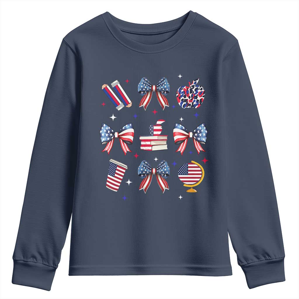 4th of July Teacher Student Youth Sweatshirt Patriotic Teaching Learning Retro Coquette