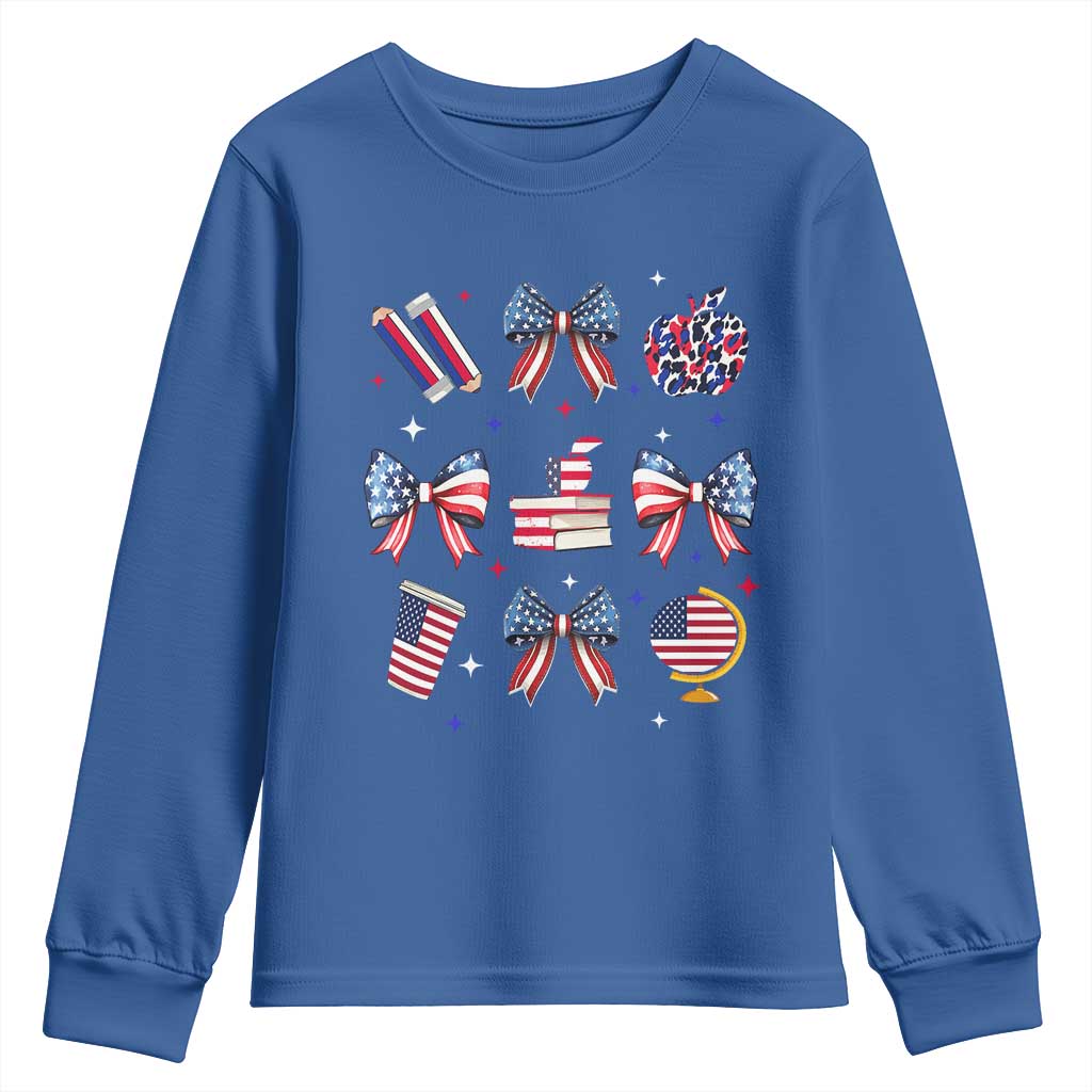 4th of July Teacher Student Youth Sweatshirt Patriotic Teaching Learning Retro Coquette