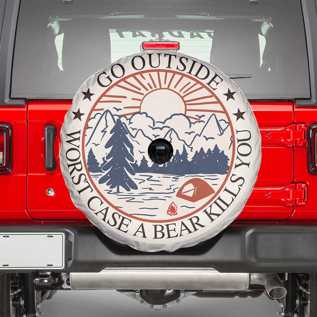 Funny Camping Outdoor Adventure Spare Tire Cover Go Outside Worst Case A Bear Kills You
